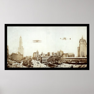 Aeroplanes NYC City Hall Photo 1913 Poster