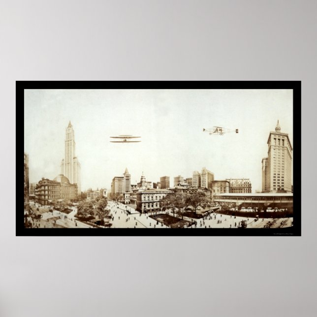 Aeroplanes NYC City Hall Photo 1913 Poster (Front)