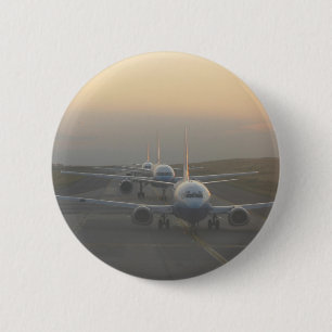 Aeroplanes on a Runway 6 Cm Round Badge