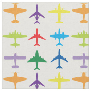 Aeroplanes, white background, custom tile size fabric