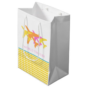 Aeroplanes WORLD TRAVELER Passport Pilot Flight Medium Gift Bag