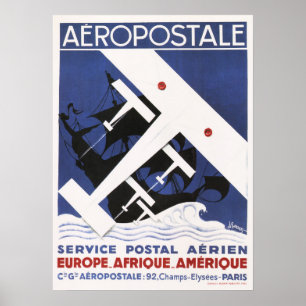 AEROPOSTALE Postal Old Aeroplane Poster Art Deco
