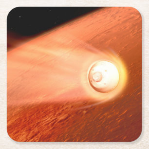Aeroshell With Perseverance Rover Descent To Mars Square Paper Coaster