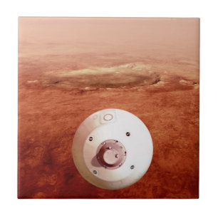 Aeroshell With Perseverance Rover Descent To Mars Tile