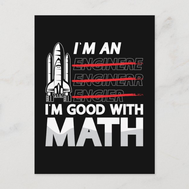 Aerospace Engineer I'm An I'm Good With Math Space Holiday Postcard (Front)