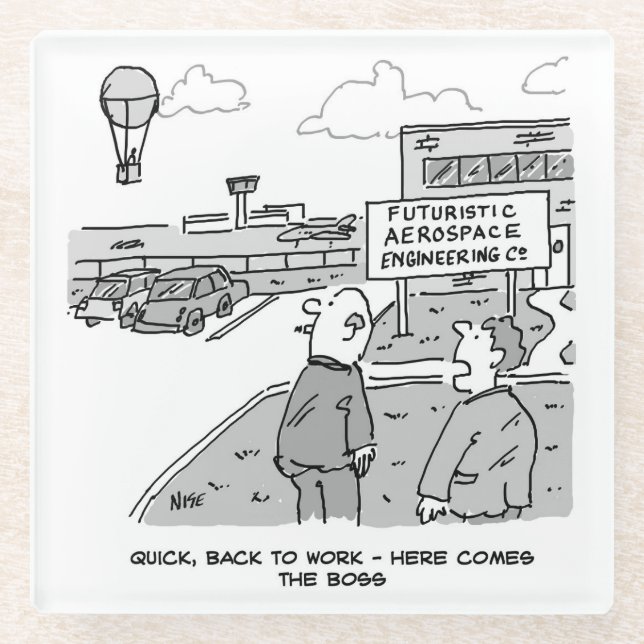 Aerospace Industry Boss Travels by Hot Air Balloon Glass Coaster (Front)