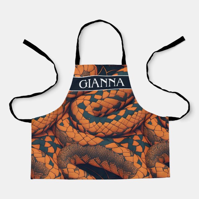 Aesculapian Snake Mosaic Colourful Pattern Apron (Front)