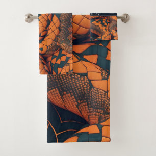 Aesculapian Snake Mosaic Colourful Pattern Bath Towel Set