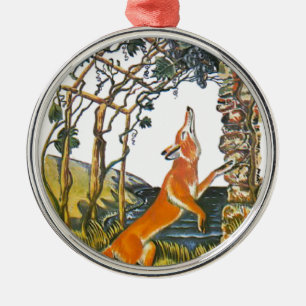 Aesop's fables, the fox and the grapes metal tree decoration