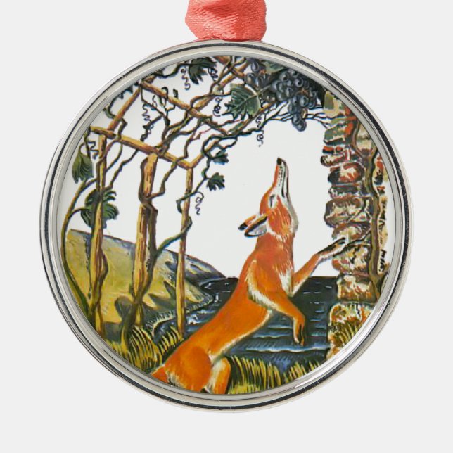 Aesop's fables, the fox and the grapes metal tree decoration (Front)