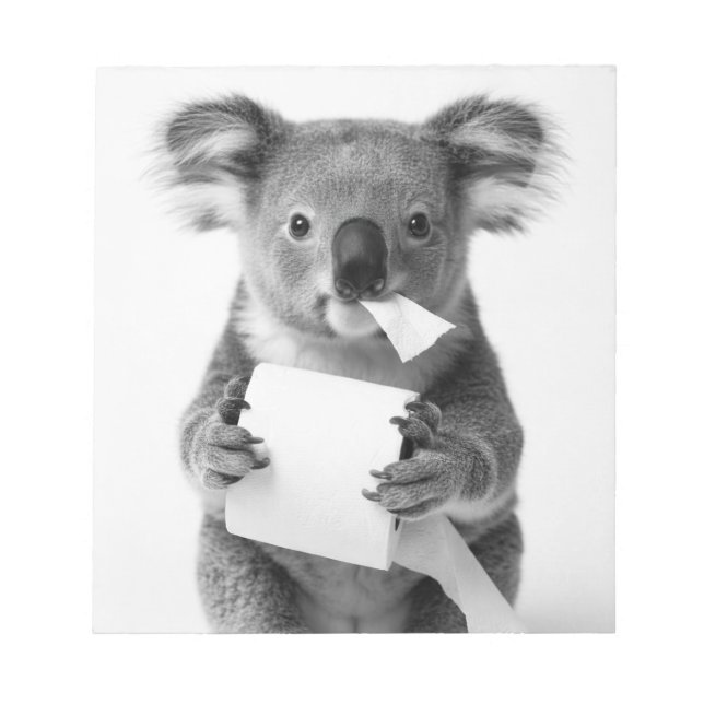 Aesthetic Adorable Koala Holding Toilet Paper Notepad (Front)
