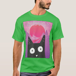 Aesthetic Alt Cute Anime Retro Kitten Neko Synthwa T-Shirt