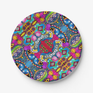 Aesthetic artsy multicolor pattern Bahia inspired Paper Plate