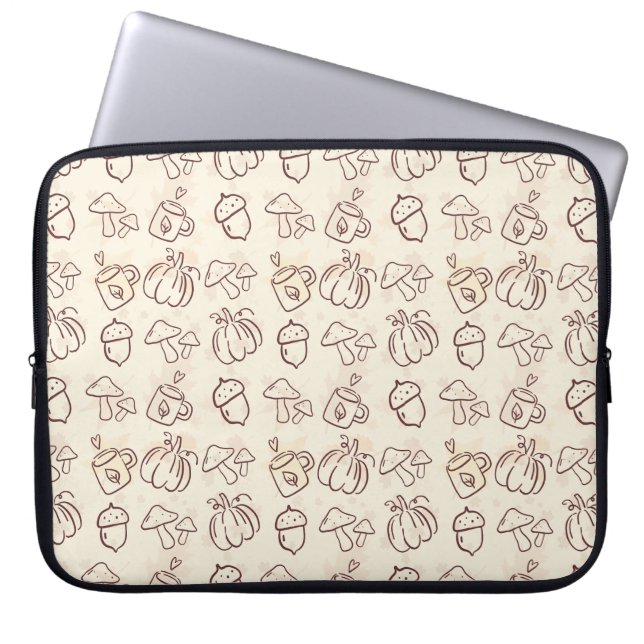 Aesthetic Autumn Doodle Pattern Laptop Sleeve (Front)