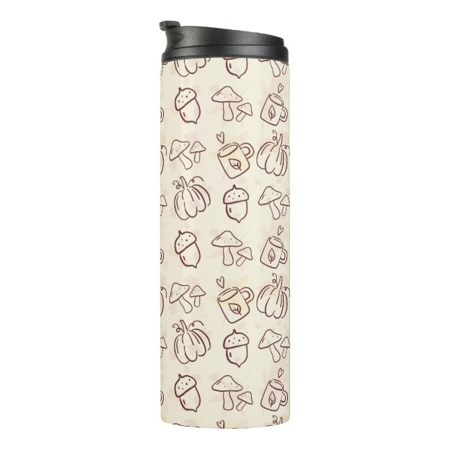 Aesthetic Autumn Doodle Pattern Thermal Tumbler (Rotated Right)
