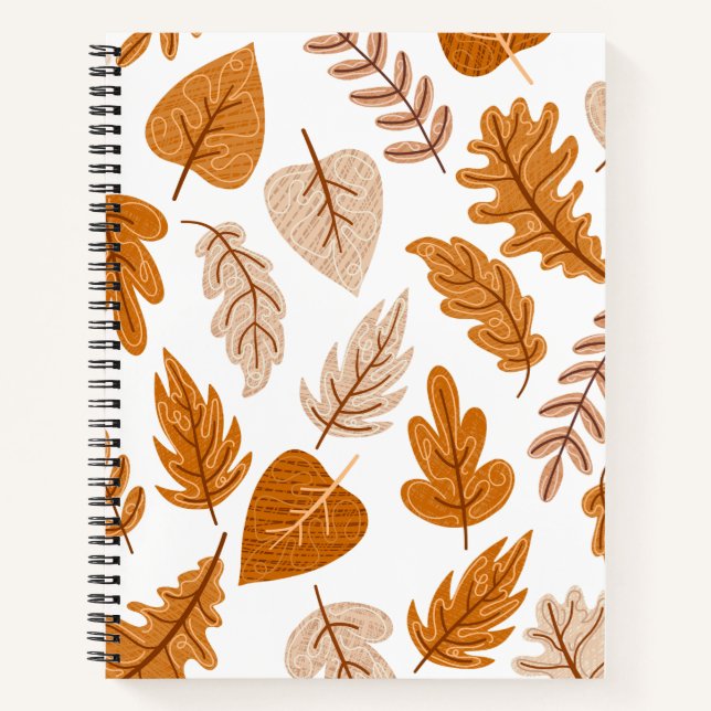 Aesthetic Autumn Leaves, Fall Theme Pattern Notebook (Front)