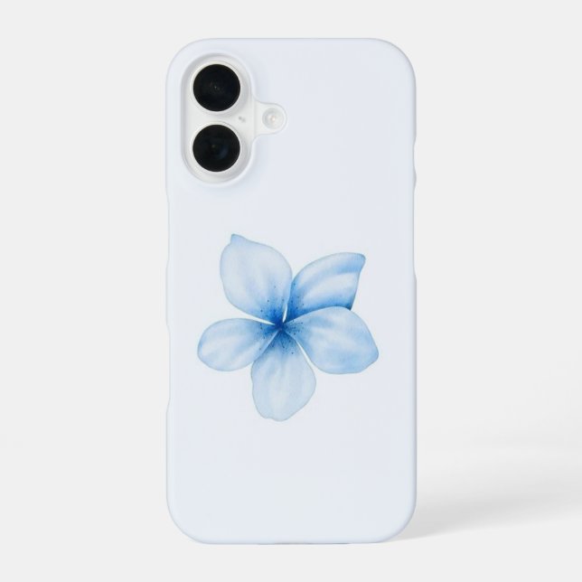 Aesthetic baby blue flower  iPhone 16 case (Back)