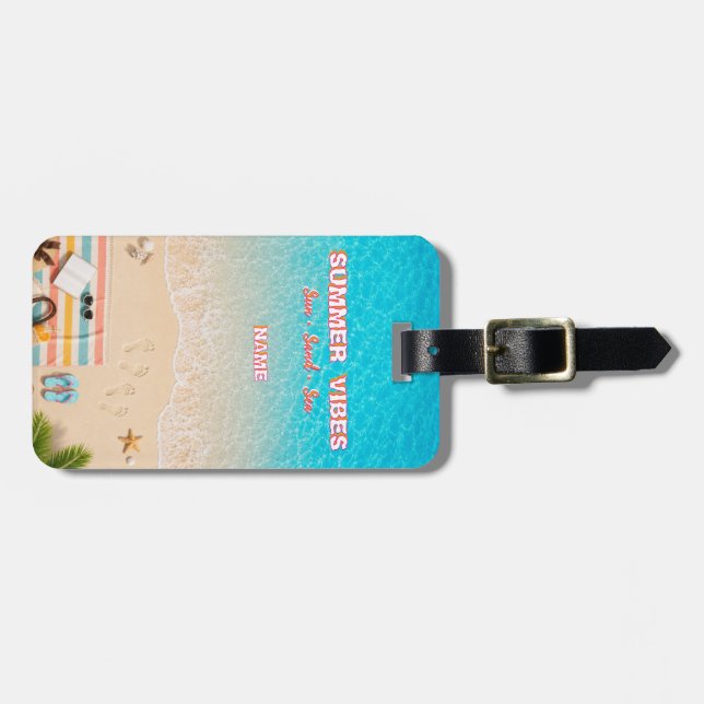 Aesthetic Beach Summer Luggage Tag (Front Horizontal)