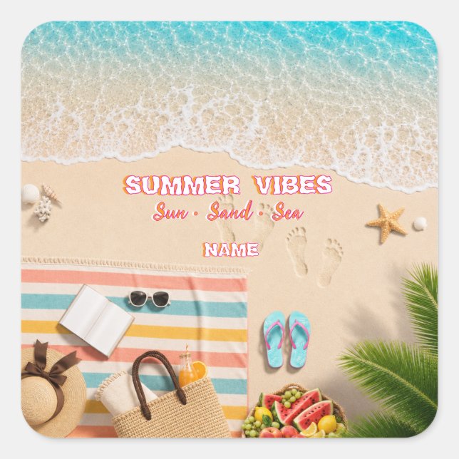 Aesthetic Beach Summer Turquoise Sticker (Front)