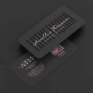 Aesthetic Beautician Cosmetologist Black Pink Business Card