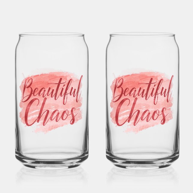 Aesthetic Beautiful Chaos Script Typography Can Glass (Front)
