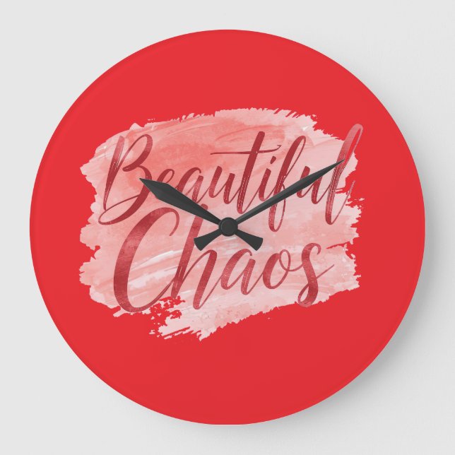 Aesthetic Beautiful Chaos Script Typography Large Clock (Front)