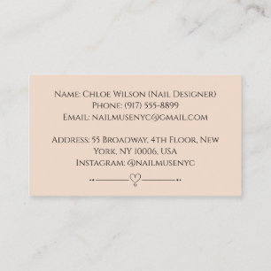 Aesthetic Beauty Brand for Nail Salon, Spa, Makeup Business Card