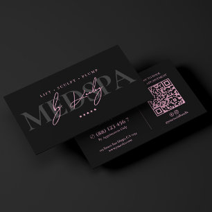 Aesthetic Beauty Cosmetologist Pink Black MedSpa Business Card