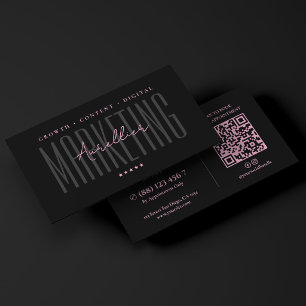 Aesthetic Beauty Professional Pink Black Marketing Business Card