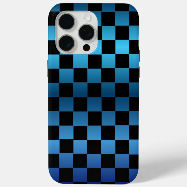 Aesthetic black and blue chequerboard retro Case-Mate iPhone case (Back)