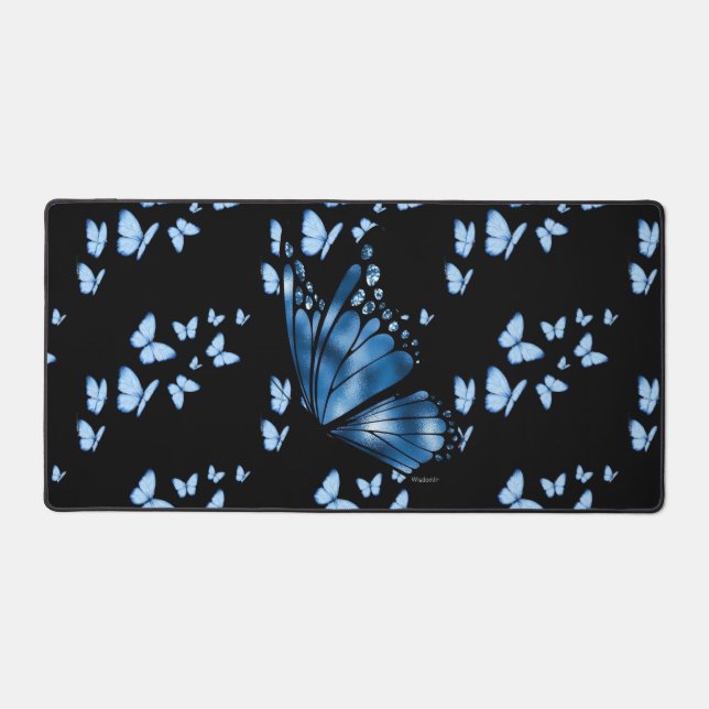 Aesthetic Black and Blue Desk Pad (Front)