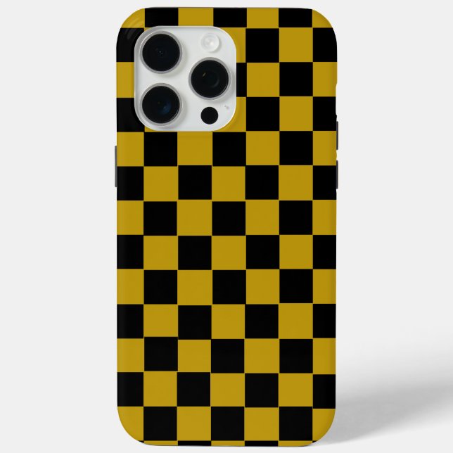 Aesthetic black and gold chequerboard retro Case-Mate iPhone case (Back)