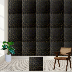 Aesthetic Black and Gold Geometric Tile