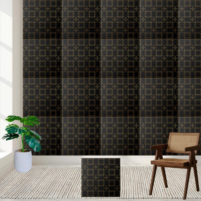 Aesthetic Black and Gold Geometric Tile (Aesthetic Black and Gold Geometric Tile)