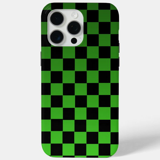 Aesthetic black and green checkerboard retro Case-Mate iPhone case (Back)