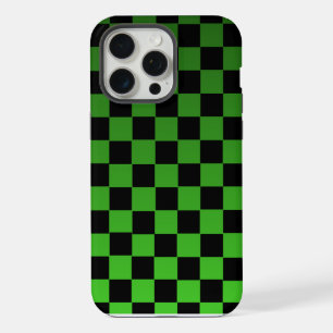 Aesthetic black and green chequerboard retro iPhone 15 pro max case