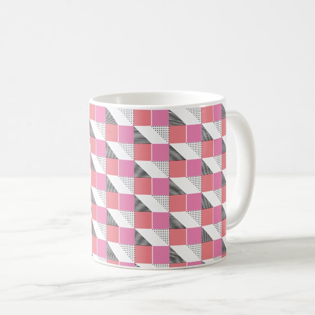 aesthetic black and pink geometric modern pattern  coffee mug (Front Right)