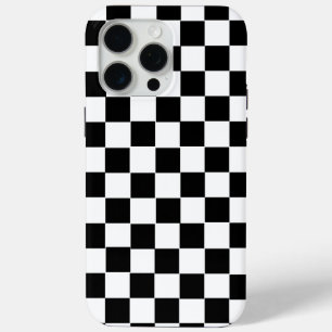 Aesthetic black and white checkerboard retro iPhone 15 pro max case