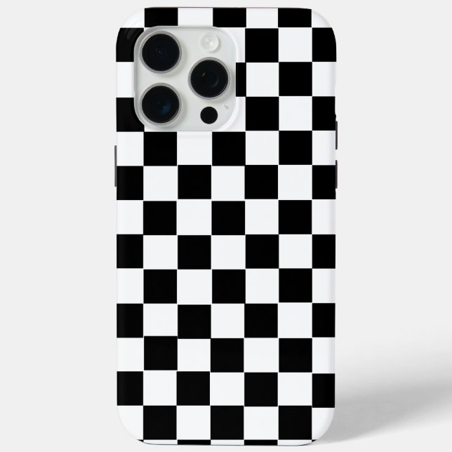 Aesthetic black and white chequerboard retro Case-Mate iPhone case (Back)