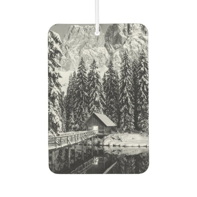 Aesthetic Black and White Mountain Landscape Photo Car Air Freshener (Front)