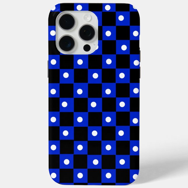 Aesthetic black blue chequerboard with retro dot Case-Mate iPhone case (Back)
