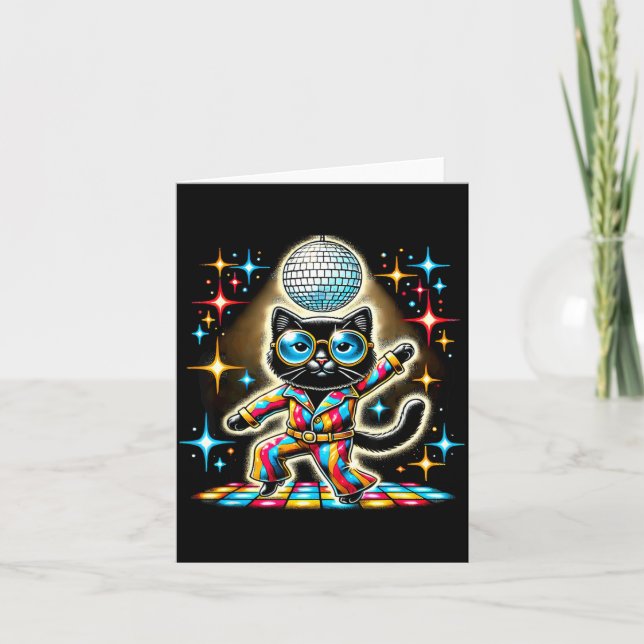 Aesthetic Black Cat Disco Card (Front)