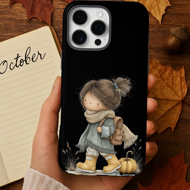 Aesthetic Black Cosy Boho Autumn Little Girl  Case (Creator Uploaded)