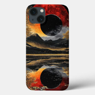 Aesthetic Black Moon Abstract Cosmic iPhone 13 Case