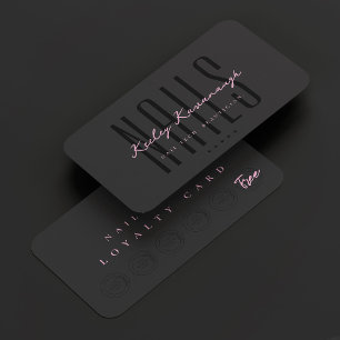 Aesthetic Black Pink Beauty Salon Logo Loyalty  Business Card