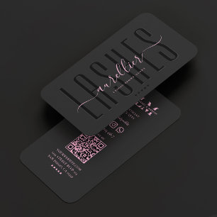 Aesthetic Black Pink Lashes Makeup Artist Beauty Business Card