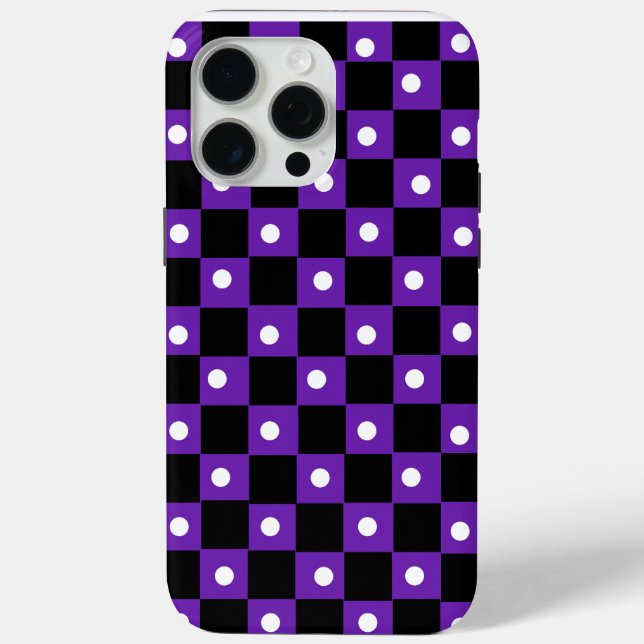 Aesthetic black purple checkerboard with retro dot Case-Mate iPhone case (Back)