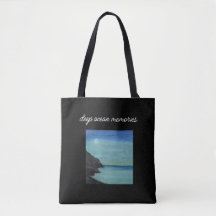 aesthetic blue and black tote bag.