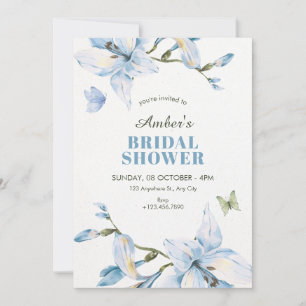 Aesthetic blue flower bloom bridal shower invitation