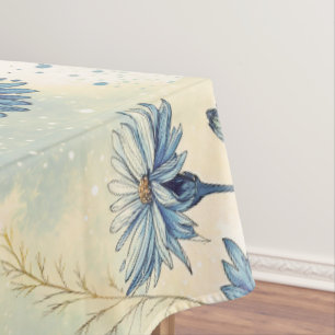 Aesthetic Blue Wildflowers Tablecloth